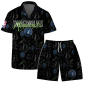 Minnesota Timberwolves Court Passion Hawaiian Shirt Front With Short - TeeAloha