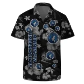 Minnesota Timberwolves Floral Hawaiian Shirt Front - TeeAloha