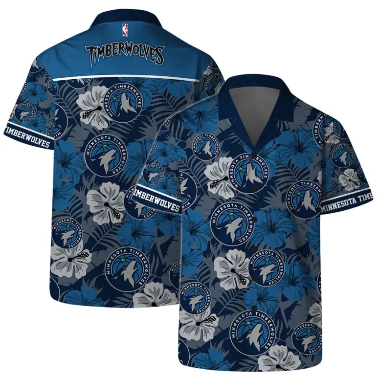 Minnesota Timberwolves Floral Wave Hawaiian Shirt