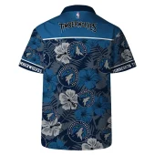 Minnesota Timberwolves Floral Wave Hawaiian Shirt Back - TeeAloha