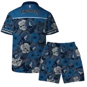 Minnesota Timberwolves Floral Wave Hawaiian Shirt Back Wtih Short - TeeAloha