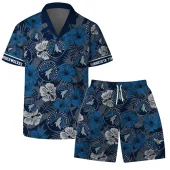 Minnesota Timberwolves Floral Wave Hawaiian Shirt Front With Short - TeeAloha