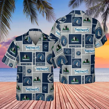 Minnesota Timberwolves Retro Blocks Hawaiian Shirt