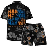 New York Knicks Tropical Breeze Hawaiian Shirt Back With Short - TeeAloha