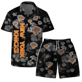 New York Knicks Tropical Breeze Hawaiian Shirt Front With Short - TeeAloha