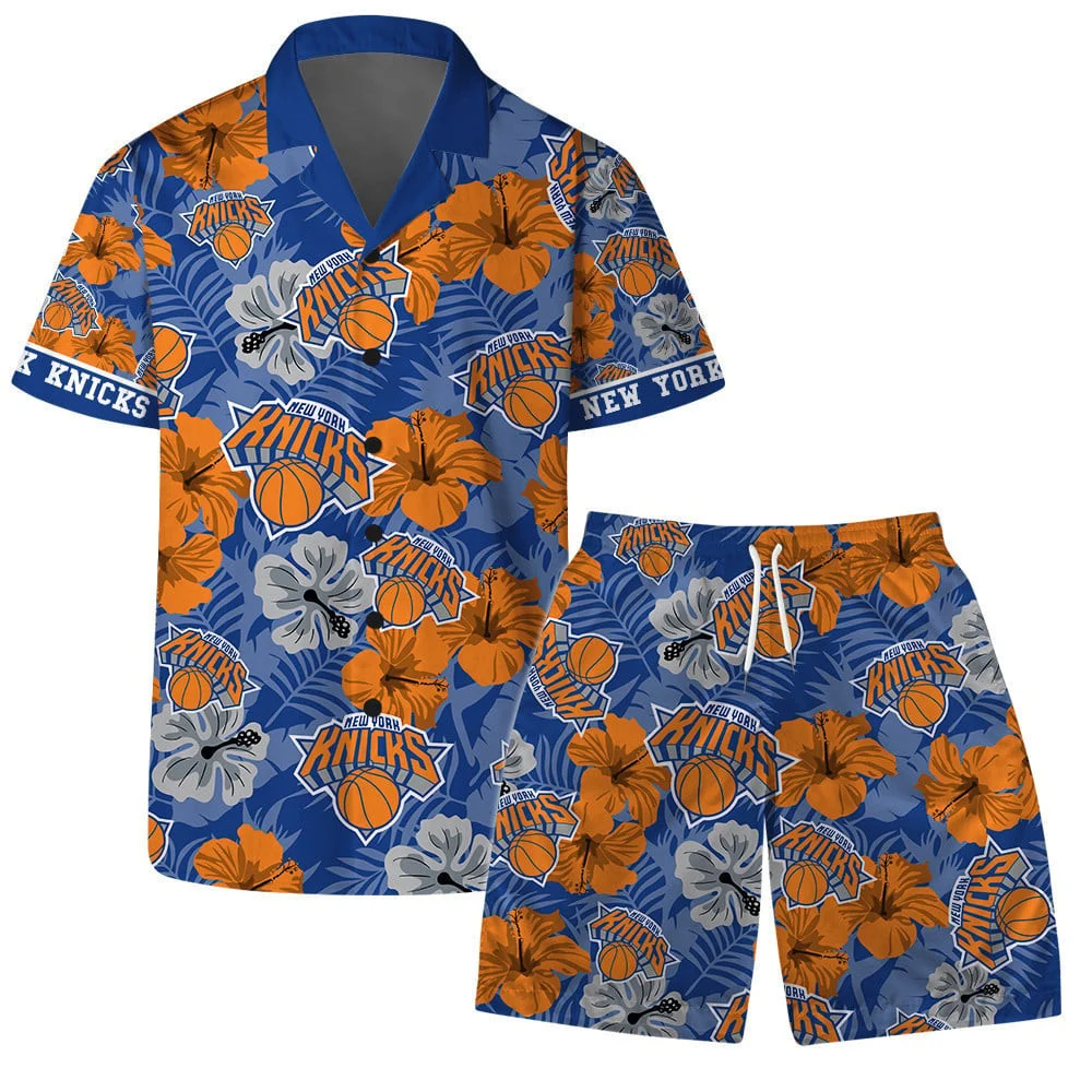 New York Knicks Tropical Hoops Hawaiian Shirt
