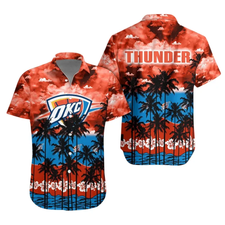 Oklahoma City Thunder Sunset Palms Hawaiian Shirt