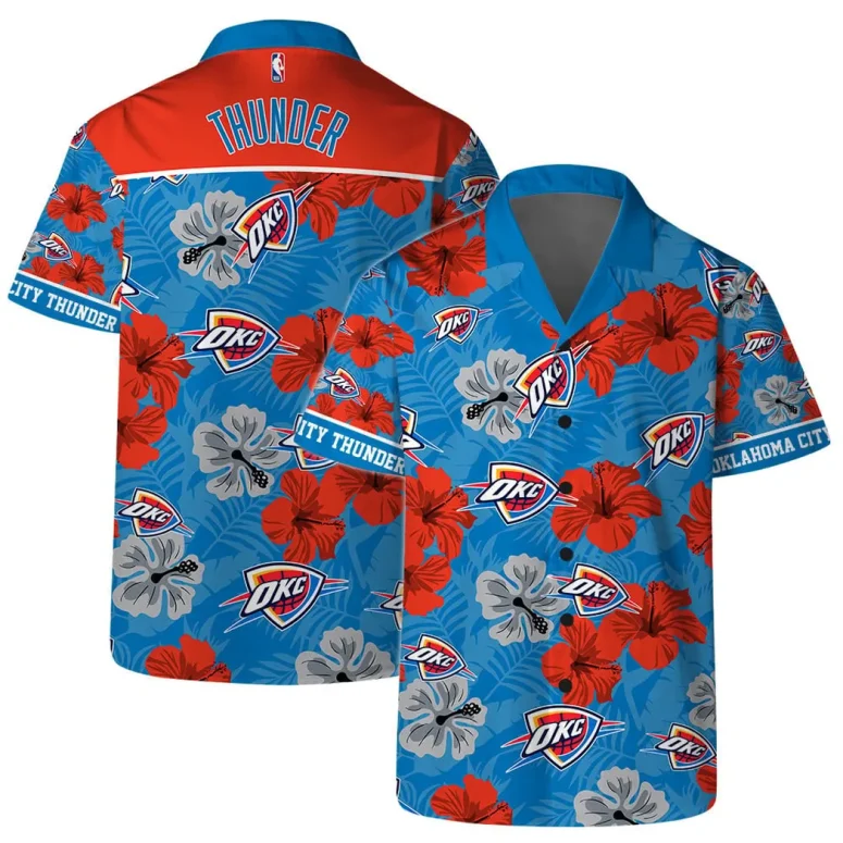 Oklahoma Thunder Hibiscus Tropical Hawaiian Shirt