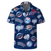 Oklahoma Thunder Logo Mania Hawaiian Shirt Front - TeeAloha