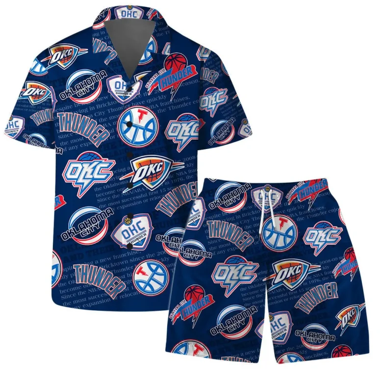 Oklahoma Thunder Logo Mania Hawaiian Shirt