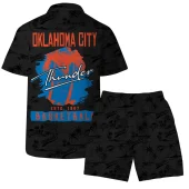 Oklahoma Thunder Retro Basketball Hawaiian Shirt Back With Short - TeeAloha