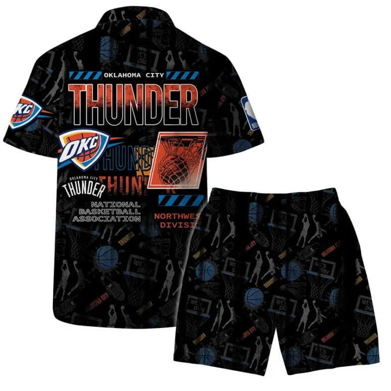 Oklahoma Thunder Tropical Hibiscus Hawaiian Shirt
