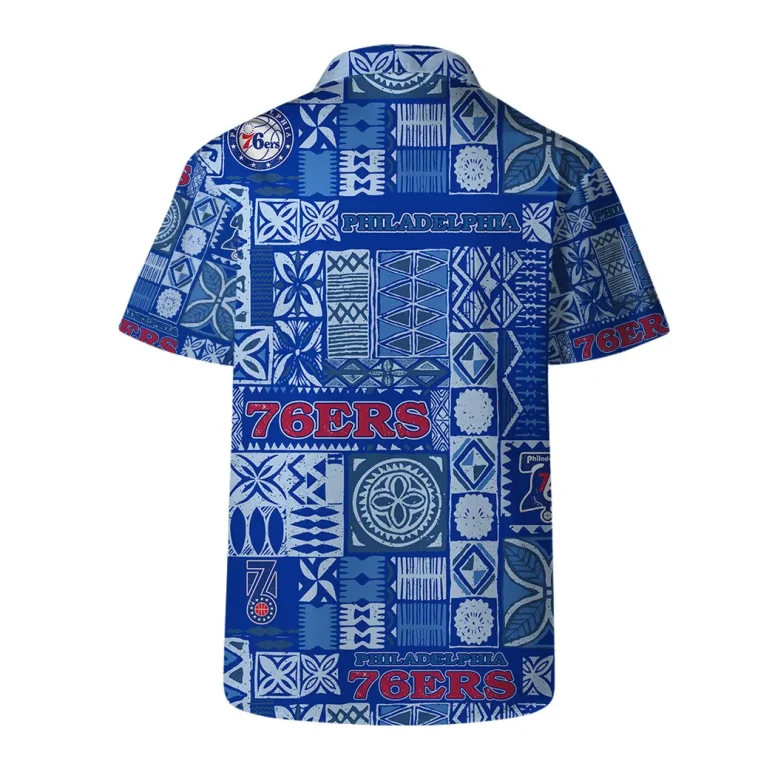 Philadelphia 76ers Blue Tile Pattern Hawaiian Shirt