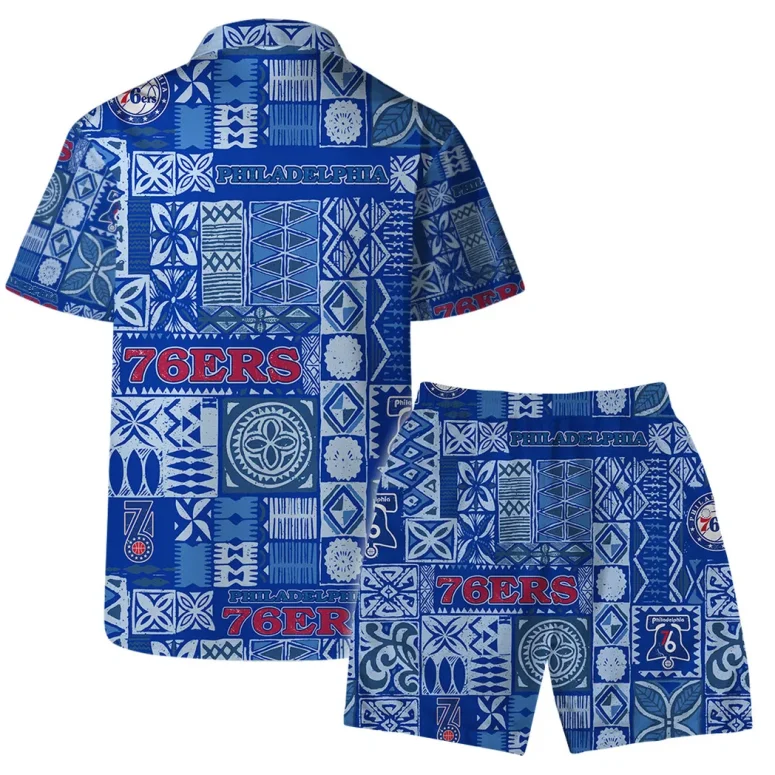 Philadelphia 76ers Blue Tile Pattern Hawaiian Shirt