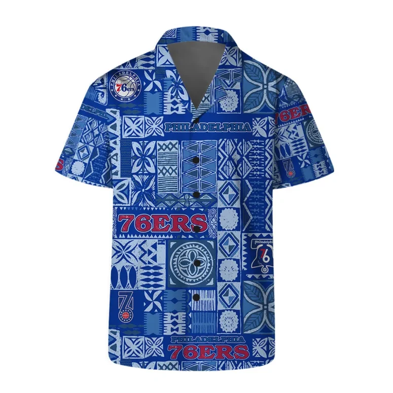 Philadelphia 76ers Blue Tile Pattern Hawaiian Shirt
