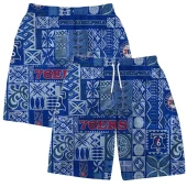 Philadelphia 76ers Blue Tile Pattern Hawaiian Short - TeeAloha