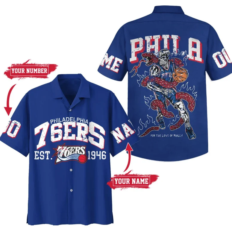 Philadelphia 76ers Court Legends Hawaiian Shirt