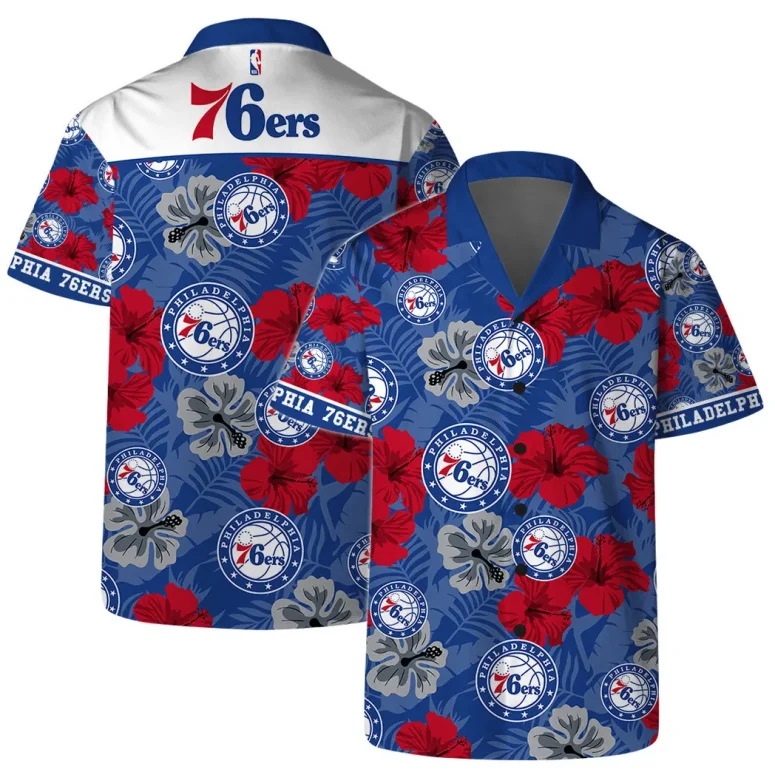 Philadelphia 76ers Hibiscus Bloom Hawaiian Shirt