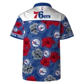 Philadelphia 76ers Hibiscus Bloom Hawaiian Shirt Back - TeeAloha