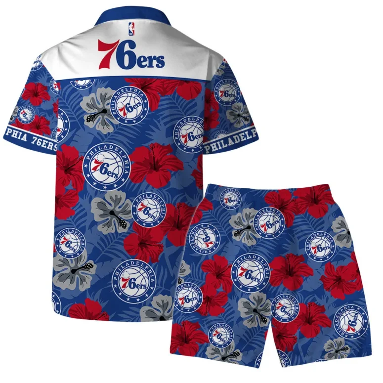 Philadelphia 76ers Hibiscus Bloom Hawaiian Shirt