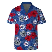 Philadelphia 76ers Hibiscus Bloom Hawaiian Shirt Front - TeeAloha
