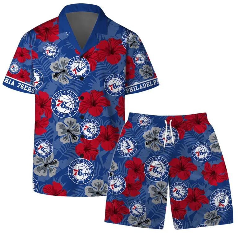 Philadelphia 76ers Hibiscus Bloom Hawaiian Shirt