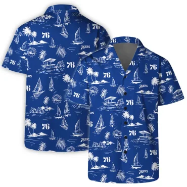 Philadelphia 76ers Sailboat Paradise Hawaiian Shirt