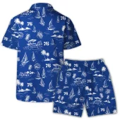 Philadelphia 76ers Sailboat Paradise Hawaiian Shirt Back With Short - TeeAloha