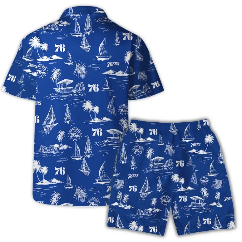 Philadelphia 76ers Sailboat Paradise Hawaiian Shirt