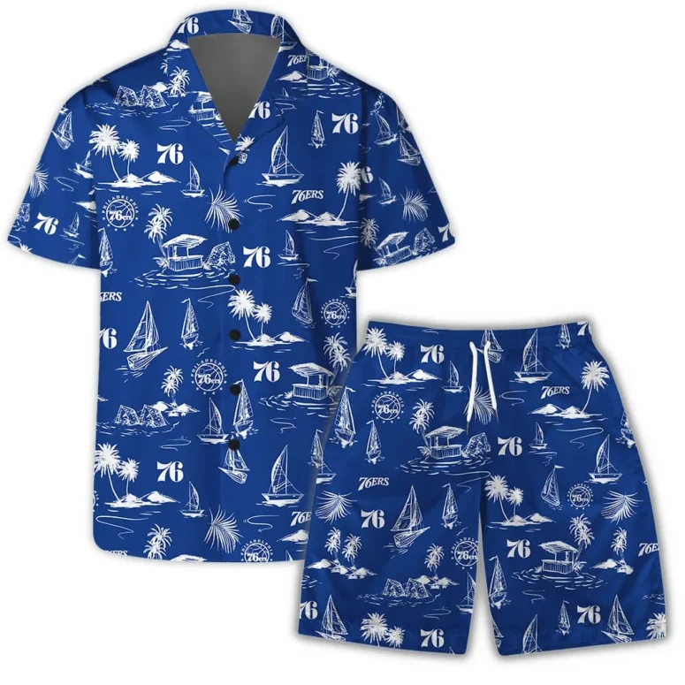 Philadelphia 76ers Sailboat Paradise Hawaiian Shirt
