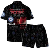 Philadelphia 76ers Slam Dunk Hawaiian Shirt Back With Short - TeeAloha