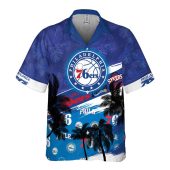 Philadelphia 76ers Tropical Coastline Hawaiian Shirt Front - TeeAloha