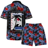 Philadelphia 76ers Tropical Hibiscus And Logo Hawaiian Shirt Back With Short - TeeAloha