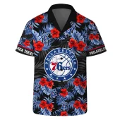 Philadelphia 76ers Tropical Hibiscus And Logo Hawaiian Shirt Front - TeeAloha