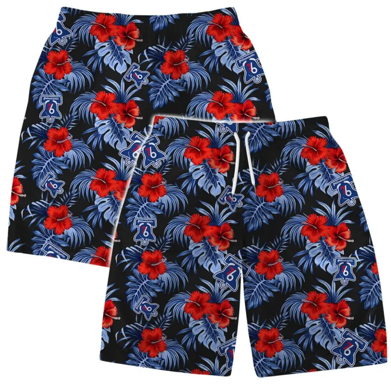 Philadelphia 76ers Tropical Hibiscus and Logo Hawaiian Shirt