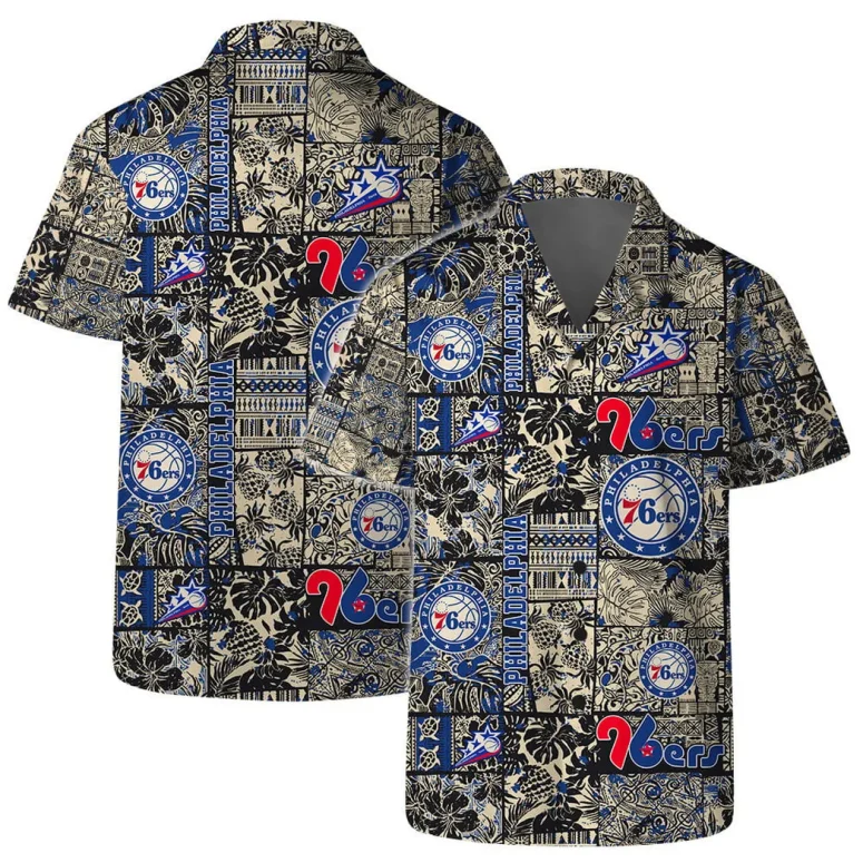 Philadelphia 76ers Vintage Black and Gold Hawaiian Shirt