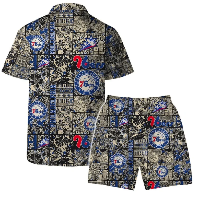 Philadelphia 76ers Vintage Black and Gold Hawaiian Shirt