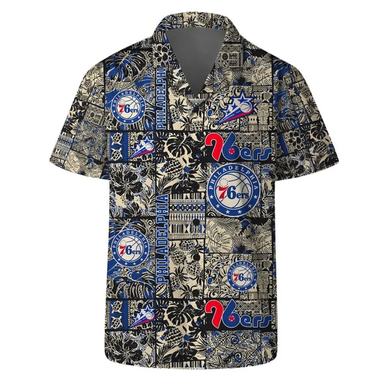 Philadelphia 76ers Vintage Black and Gold Hawaiian Shirt