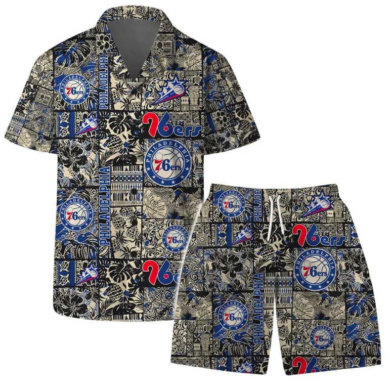 Philadelphia 76ers Vintage Black and Gold Hawaiian Shirt
