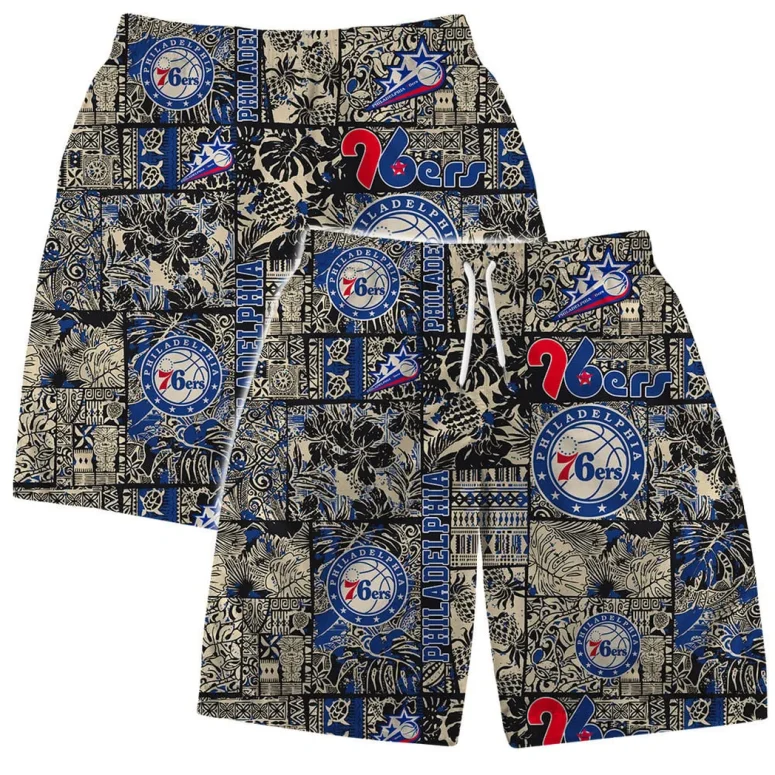 Philadelphia 76ers Vintage Black and Gold Hawaiian Shirt
