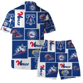 Philadelphia 76ers Vintage Logo Hawaiian Shirt Back With Short - TeeAloha