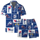 Philadelphia 76ers Vintage Logo Hawaiian Shirt Front With Short - TeeAloha