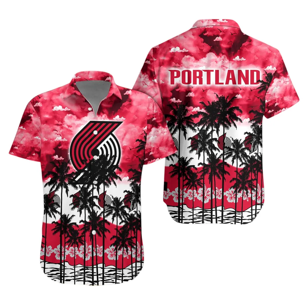 Portland Trail Blazers Sunset Palm Hawaiian Shirt