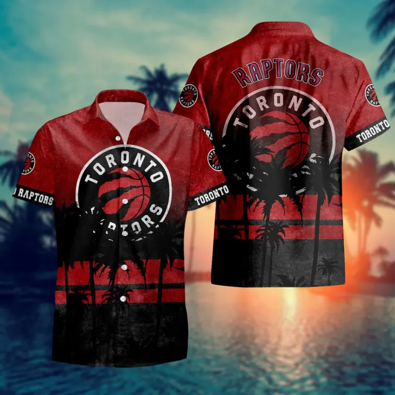 Toronto Raptors Red Sunset Palm Hawaiian Shirt