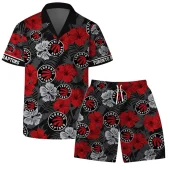 Toronto Raptors Tropical Floral Hawaiian Shirt Front With Short - TeeAloha