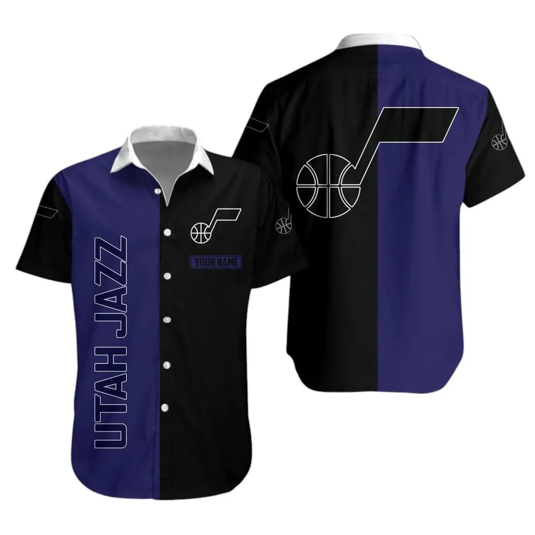 Utah Jazz Classic Split Color Hawaiian Shirt