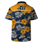 Utah Jazz Floral Breeze Hawaiian Shirt Back - TeeAloha
