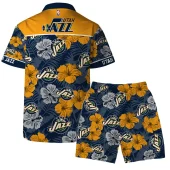 Utah Jazz Floral Breeze Hawaiian Shirt Back With Short - TeeAloha