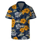 Utah Jazz Floral Breeze Hawaiian Shirt Front - TeeAloha