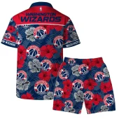 Washington Wizards Hibiscus Paradise Hawaiian Shirt Back With Short - TeeAloha